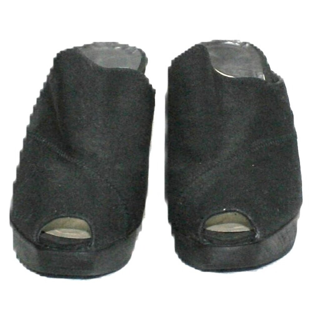 Vintage Black Linen Donna Karan NY Open Toe Wedge Heels – Size 5 – Houte Couture